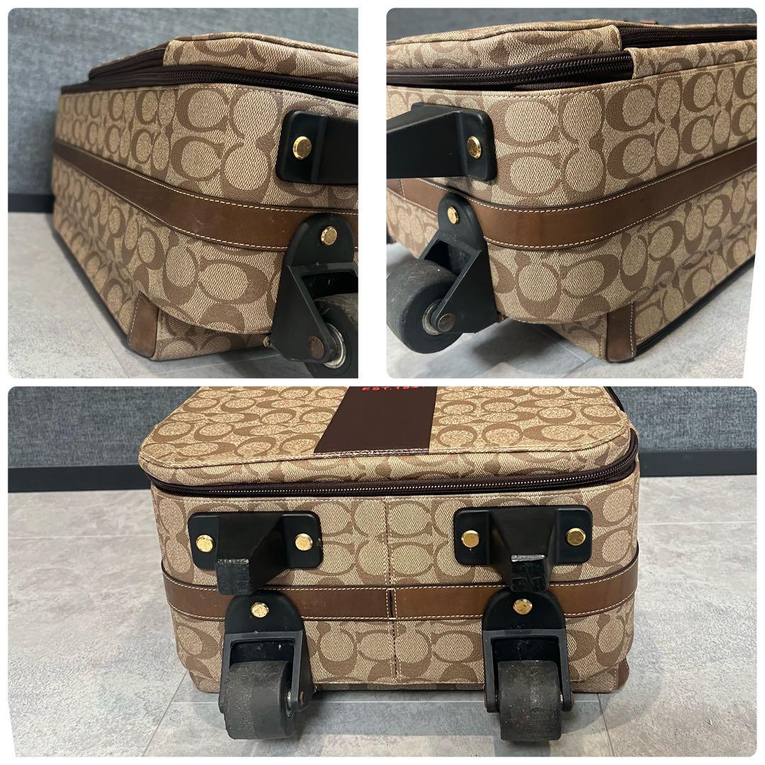 COACH コーチ　キャリーケース　スーツケース　シグネチャー　レザー　ブラウン