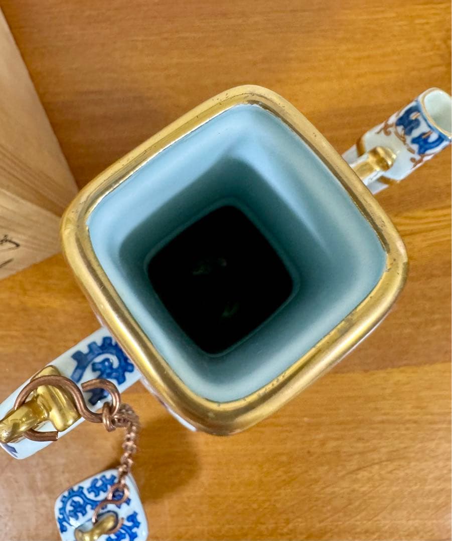 林九郎　染錦古伊万里　柘榴面取水注　共箱