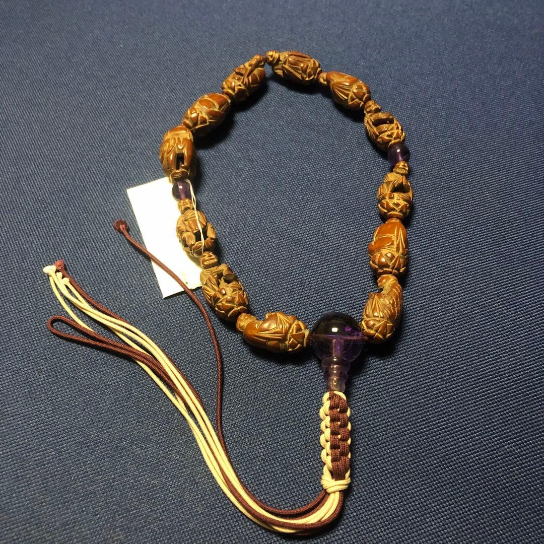 オリーブ　羅漢彫り　念珠