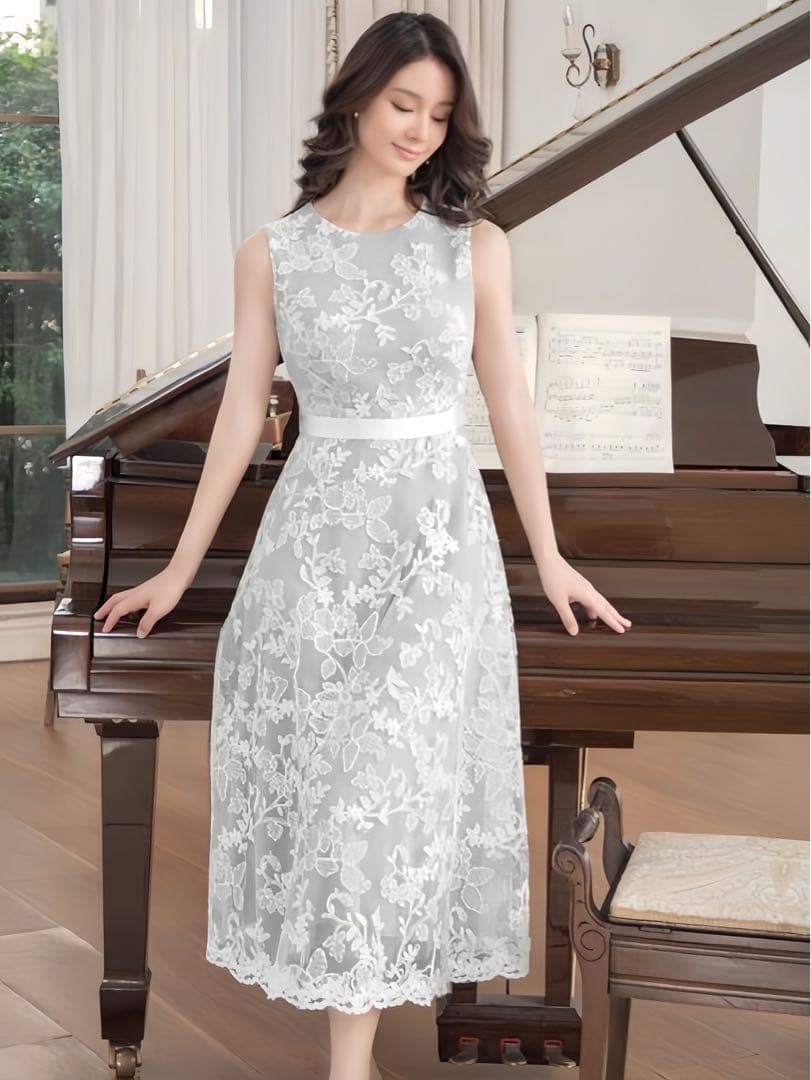 【美品＆即発送】sugar エルケイグレーレース　Aラインドレス7号