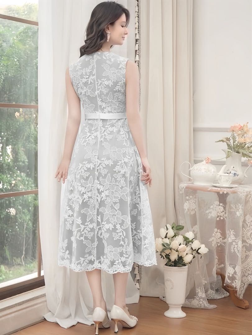 【美品＆即発送】sugar エルケイグレーレース　Aラインドレス7号