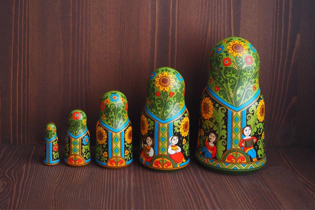 ロシア雑貨☆ヒマワリの飾り皿 直径25cmオリガ作 マトリョーシカ