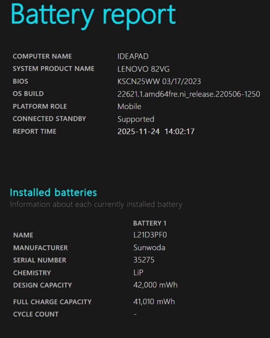 バッテリー残97%！Lenovo IdeaPad Ryzen5 高速SSD