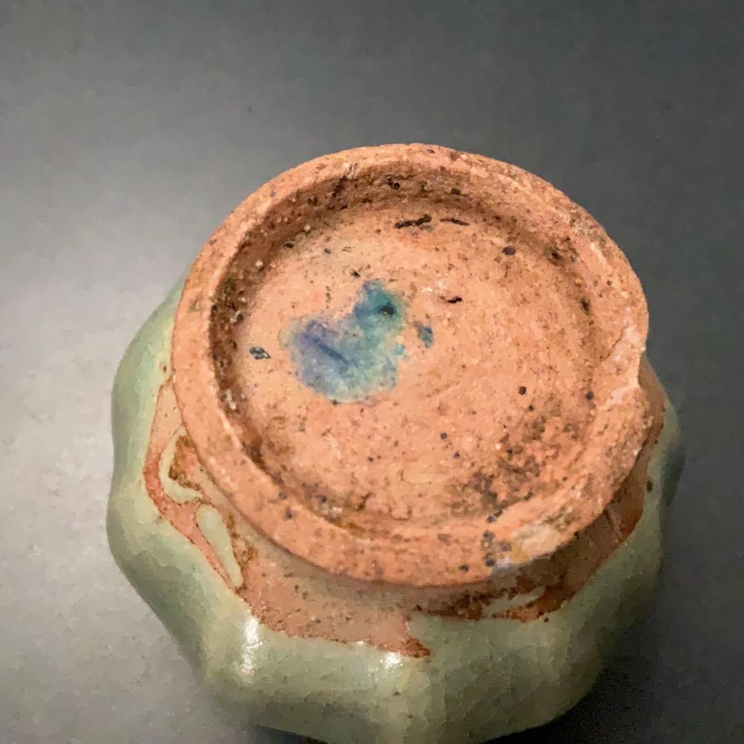 青磁鎬文小壺　タイ　スンコロク　骨董　∅ 5cm R1400ダM