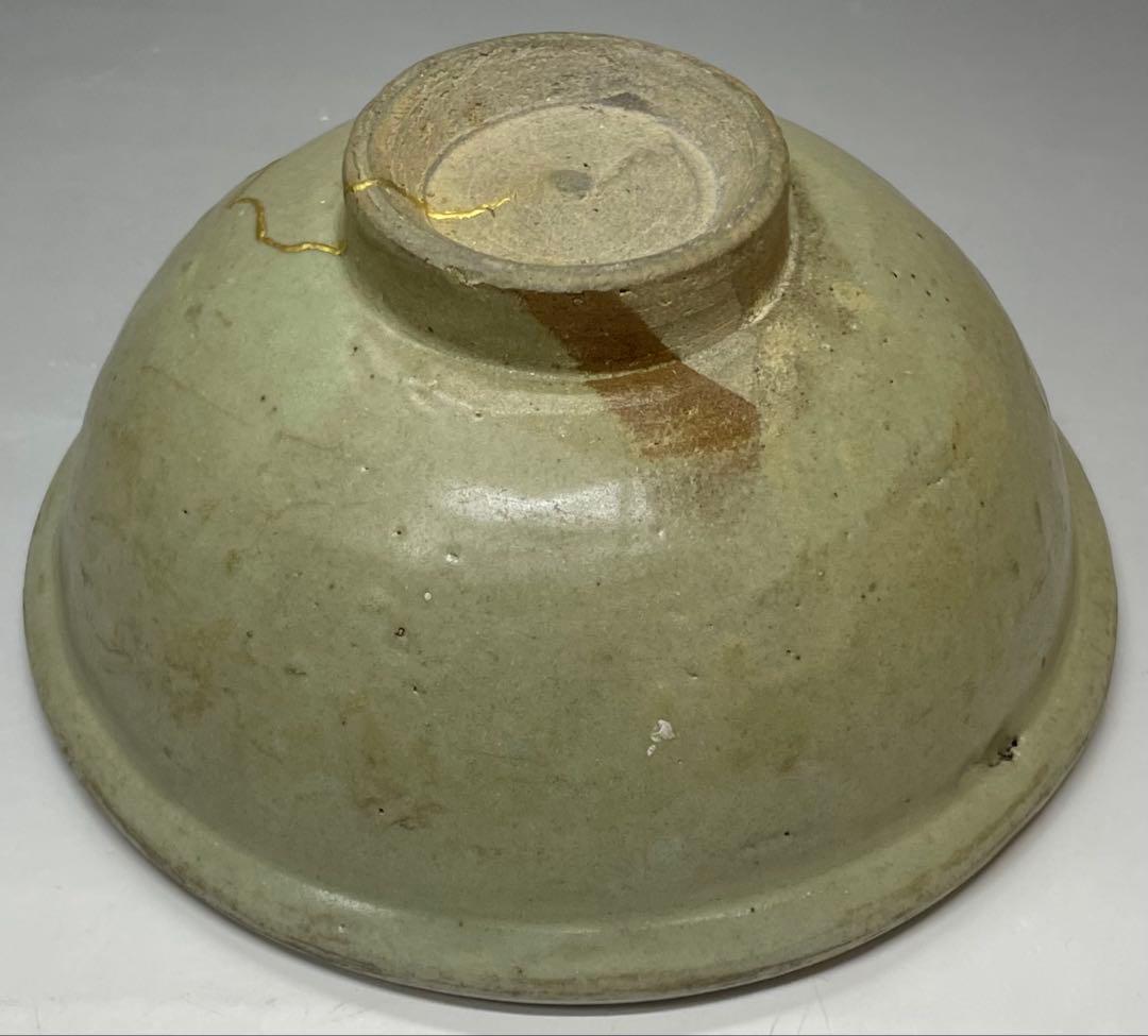 極め　桂又三郎識　花文様茶碗　北宋時代　仕覆　金直し 　d323