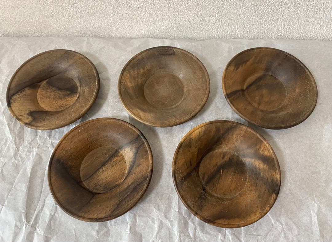 黒柿茶托　五客