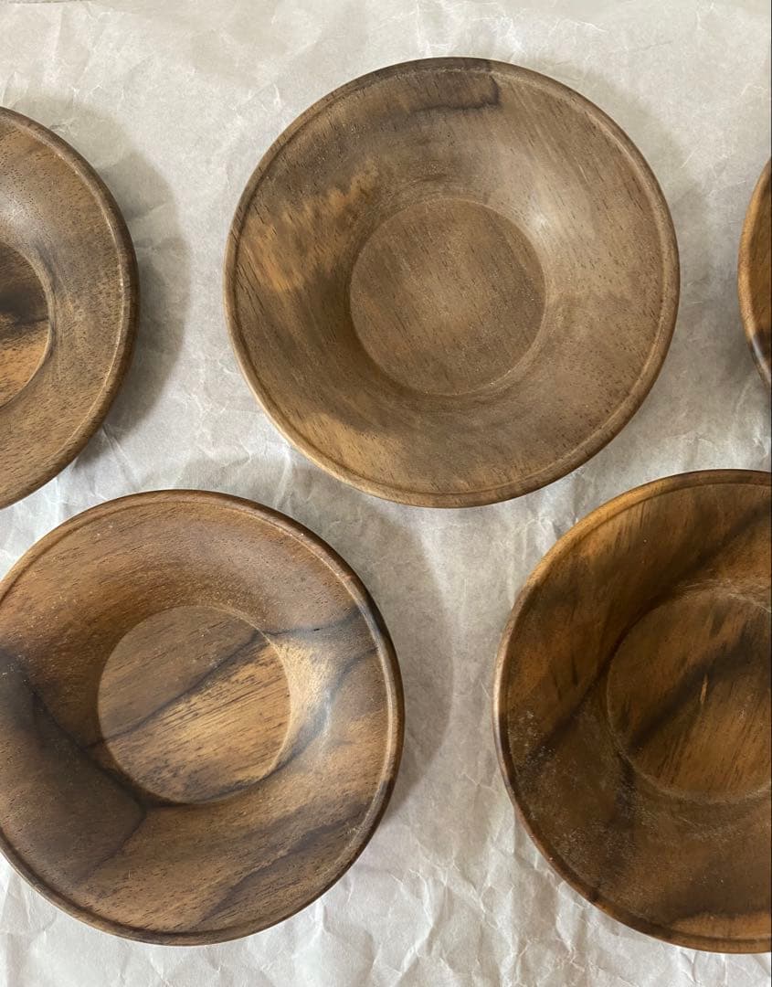 黒柿茶托　五客