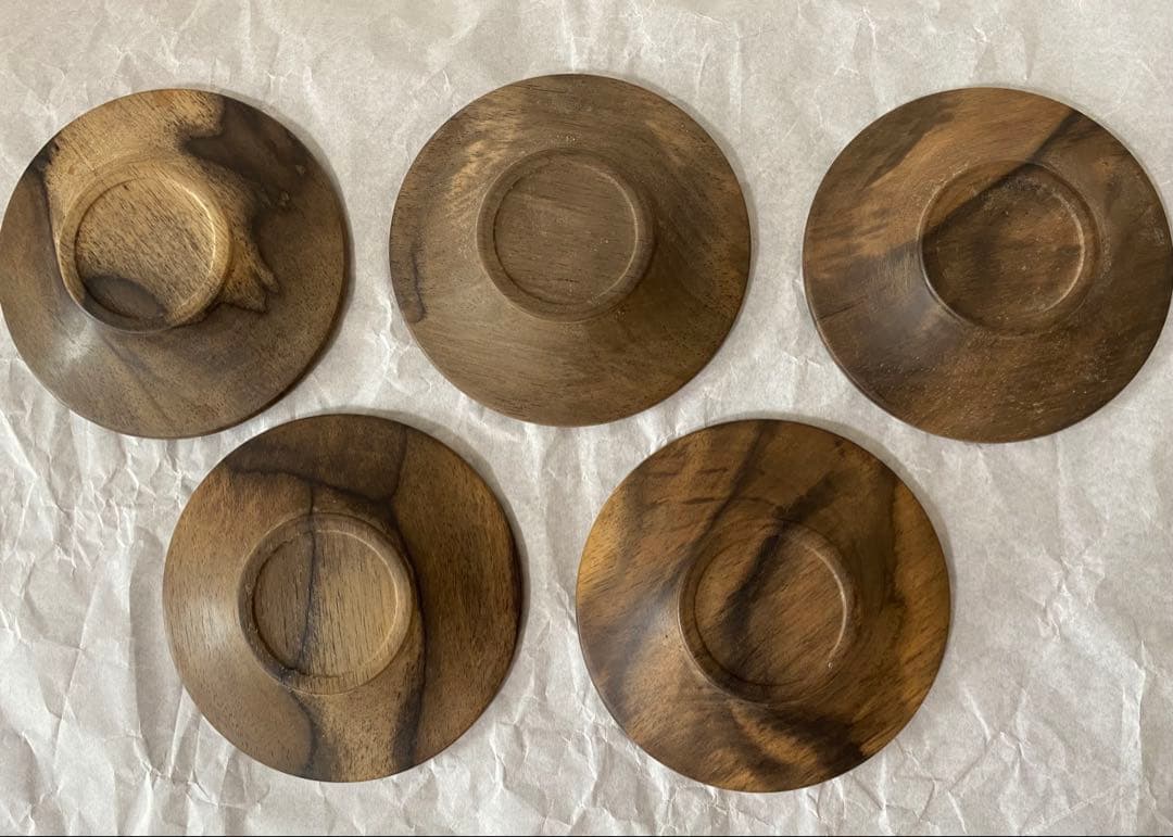 黒柿茶托　五客