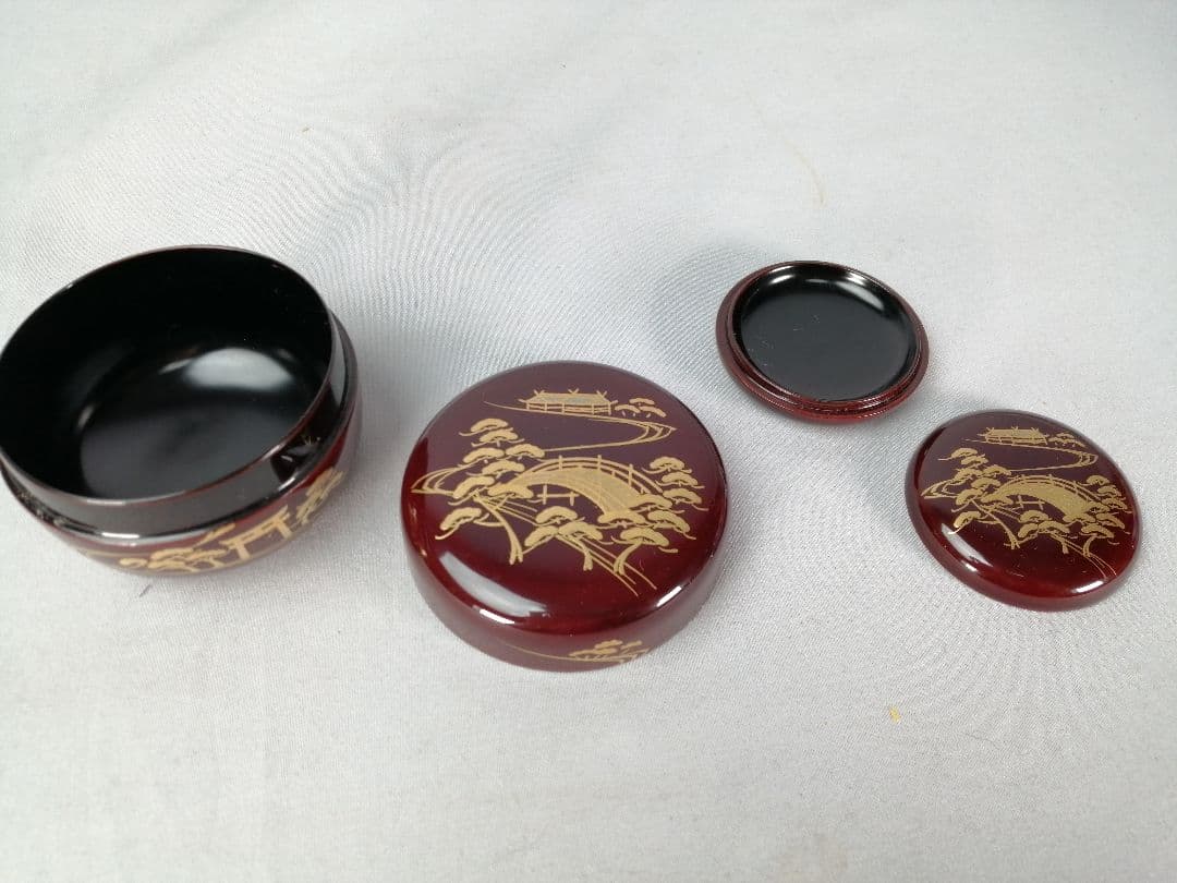 【茶道具】　住吉蒔絵茶箱 茶道具セット付属　茶箱158