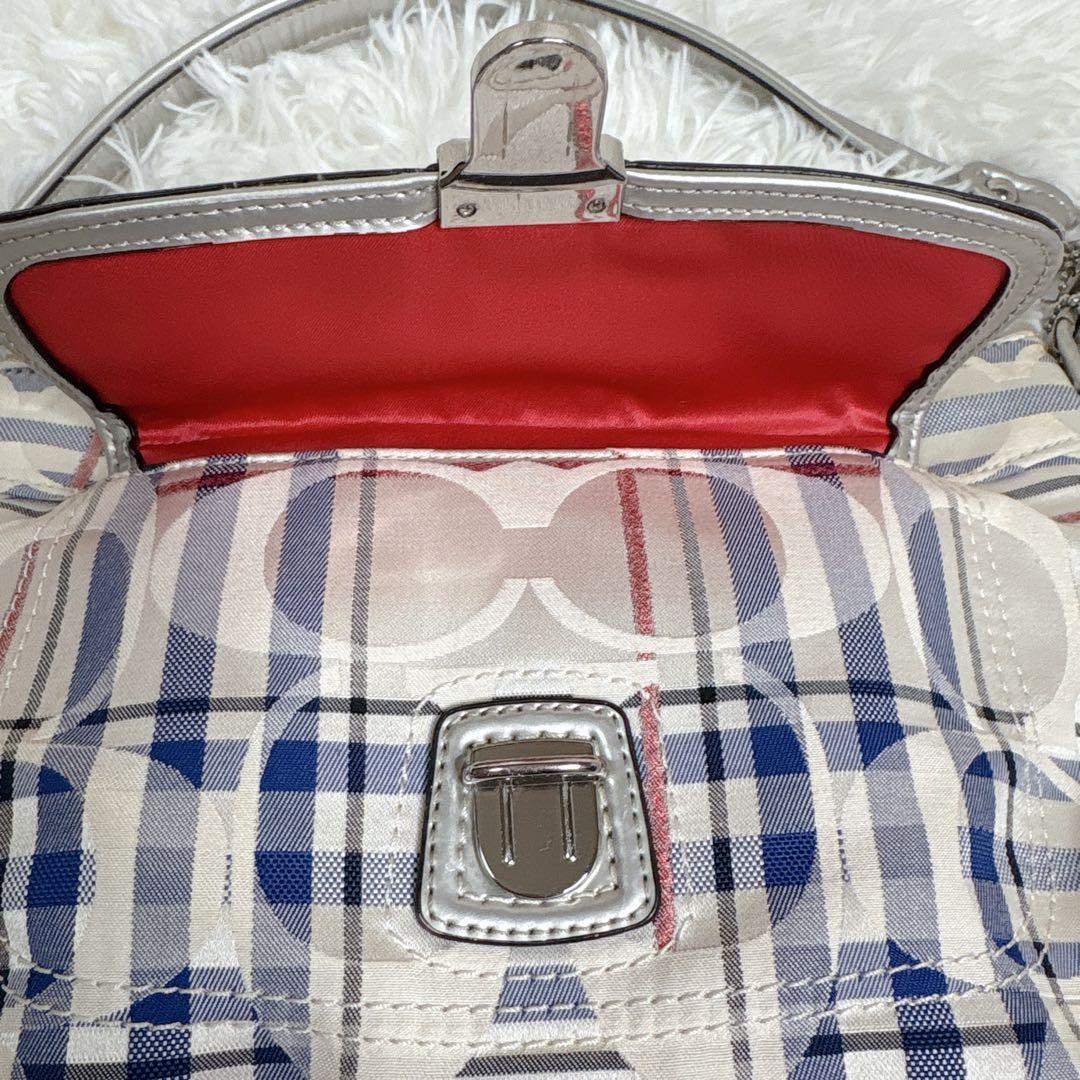 COACH ポピー ワンショルダー 2way シグネチャー チェック 総柄