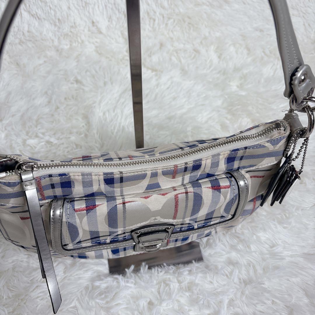 COACH ポピー ワンショルダー 2way シグネチャー チェック 総柄