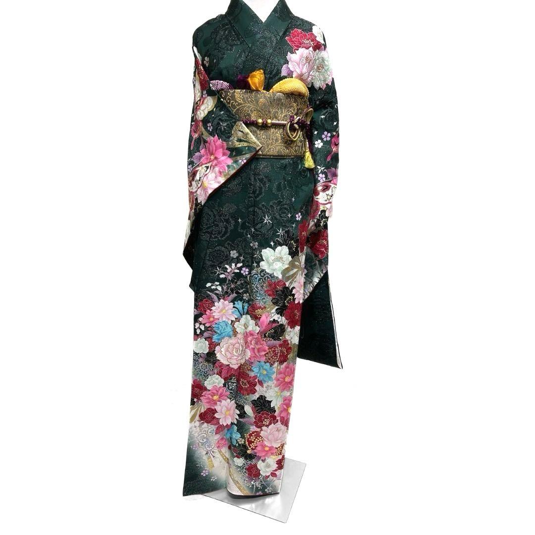 振袖　刺繍　金彩　銀通し　ラインストーン　花模様　晴れの日 着物 045a p