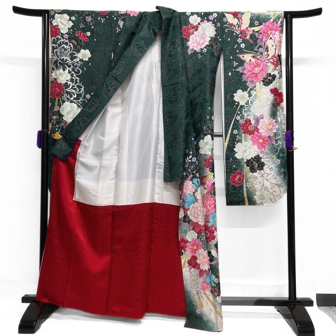 振袖　刺繍　金彩　銀通し　ラインストーン　花模様　晴れの日 着物 045a p