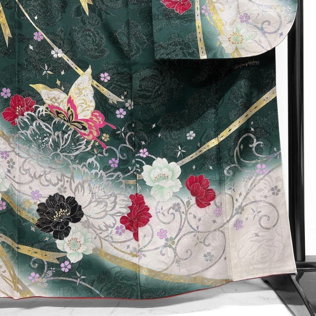 振袖　刺繍　金彩　銀通し　ラインストーン　花模様　晴れの日 着物 045a p