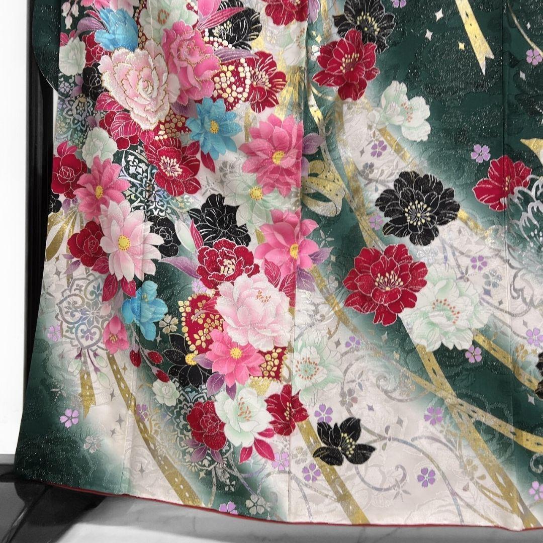 振袖　刺繍　金彩　銀通し　ラインストーン　花模様　晴れの日 着物 045a p