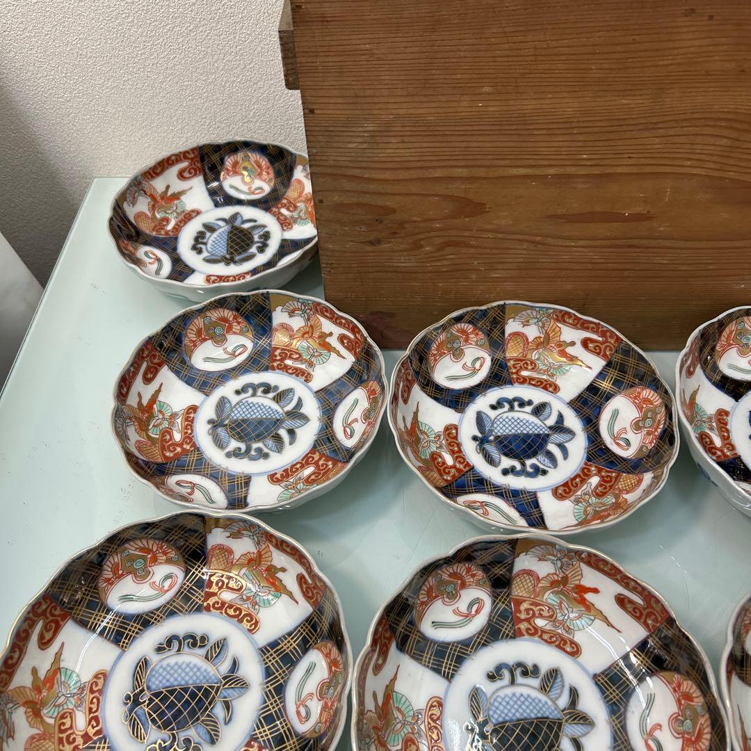 ☆古伊万里・金蘭手・金彩　　　　染付・窓絵花車・中鉢☆