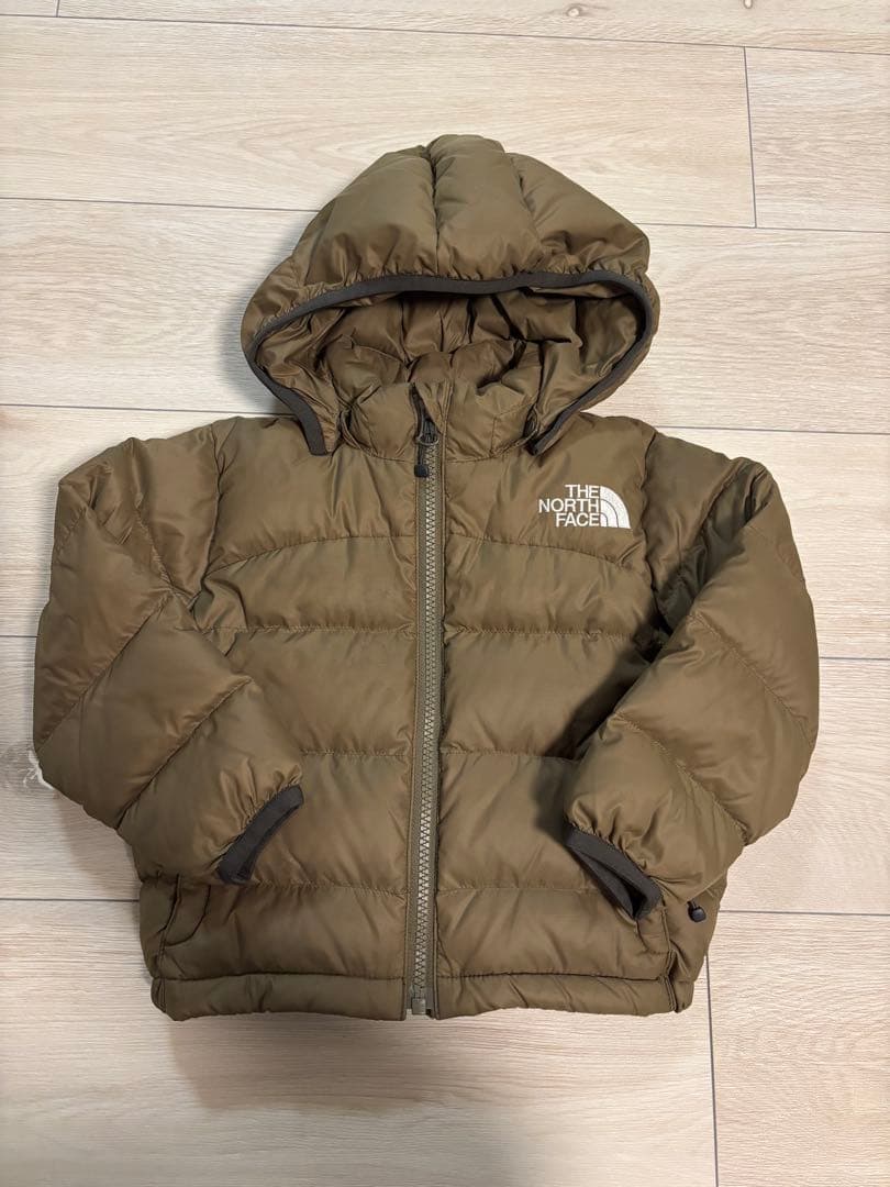 THE NORTH FACE フード付きダウンジャケット 90サイズ カーキ