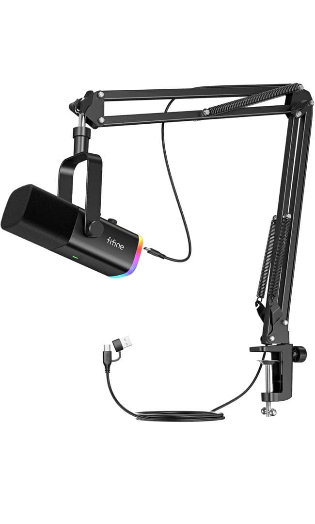 fifine コンデンサーマイクAM8アームセット、オーディオインターフェース付