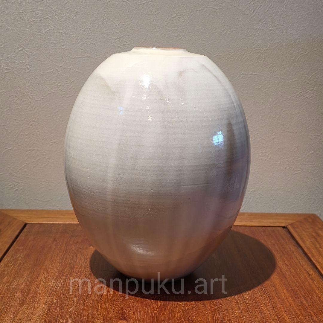 京焼 清水焼 陶あん 陶葊 牡丹 花瓶 高25cm 日本製 白掛牡丹 花器 花生