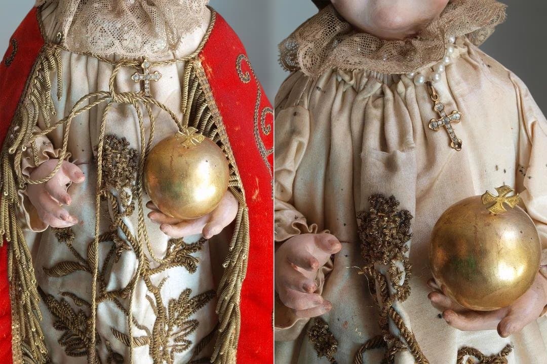 プラハの幼子 少年キリスト像 ケージドール 宗教装飾 聖人像宗教芸術/H606