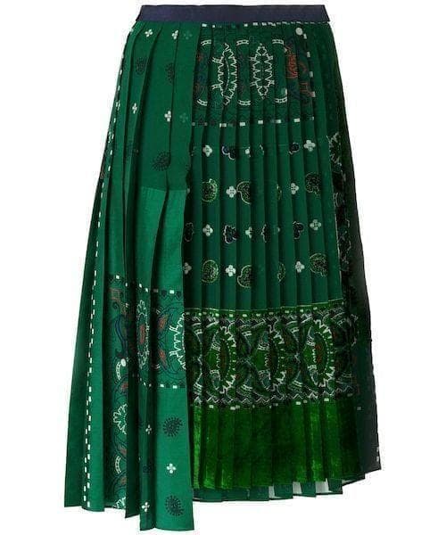 h20 sacai 定11万 アシンメトリープリーツスカート ベロアペイズリー柄