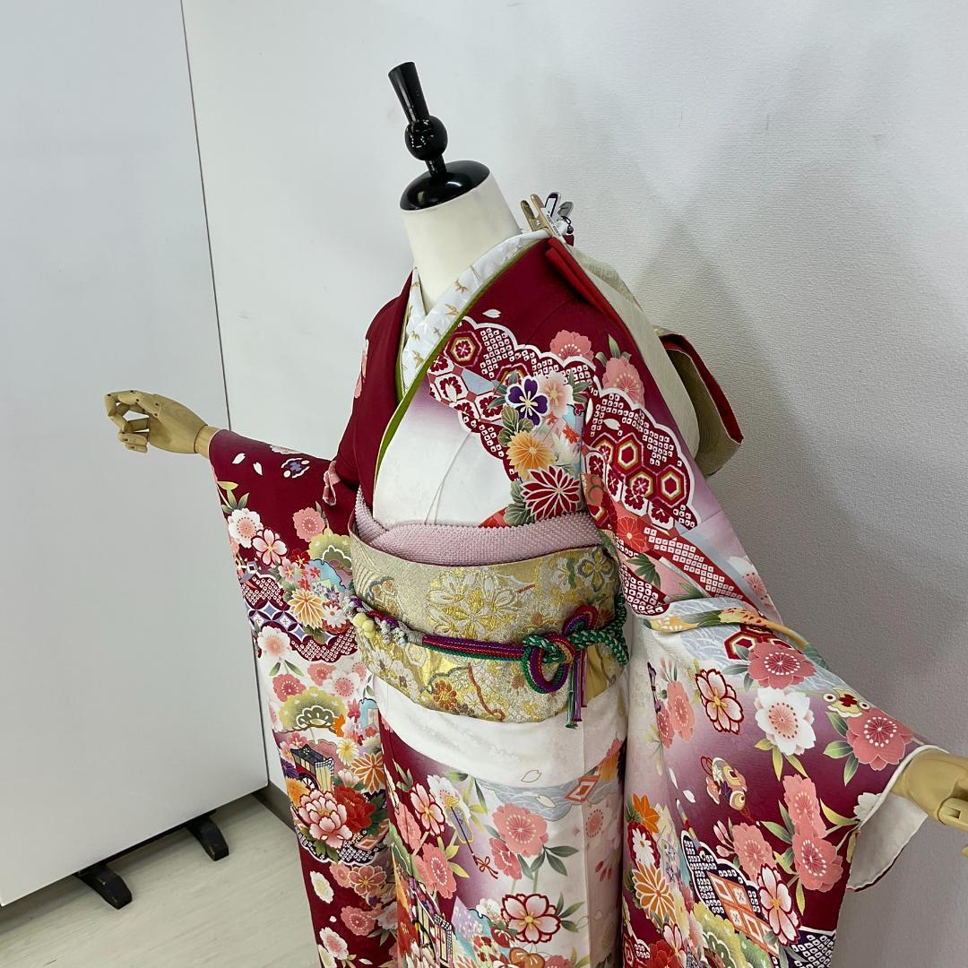 ぴょんぴょん　お振袖フルセット　7点セット　LLサイズ　正絹　美品