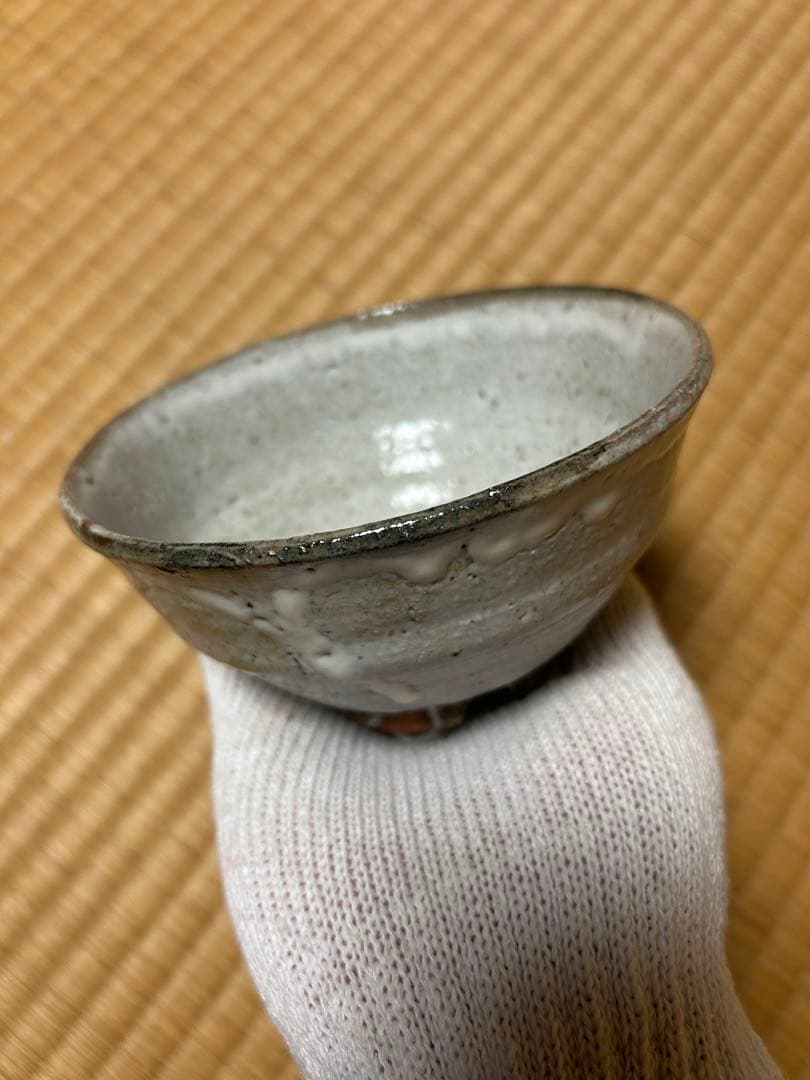 【白萩茶盌 船崎透】 茶碗 茶道具 和食器 骨董 九谷焼 共箱 茶器 陶器