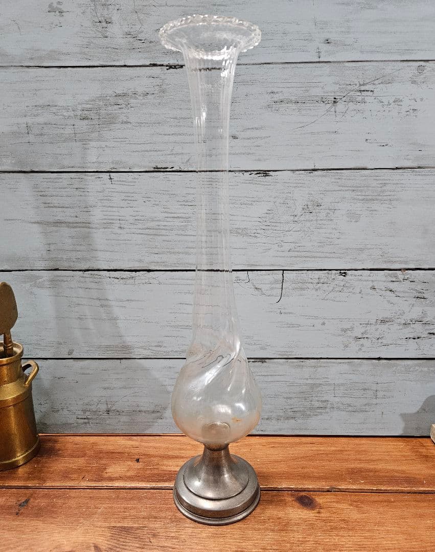 フランスアンティーク エタンと硝子の一輪挿し 花瓶 フラワーベース 花器