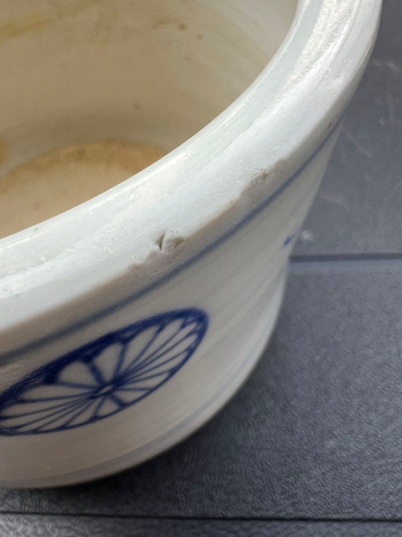 火入れ 染付 唐草紋 火鉢 菊紋 香炉 古伊万里 江戸 明治 古美術 JAPAN