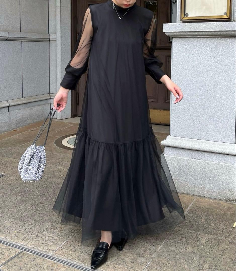 CAPRICIEUX LE'MAGE チュールハイネックワンピース　オケージョン