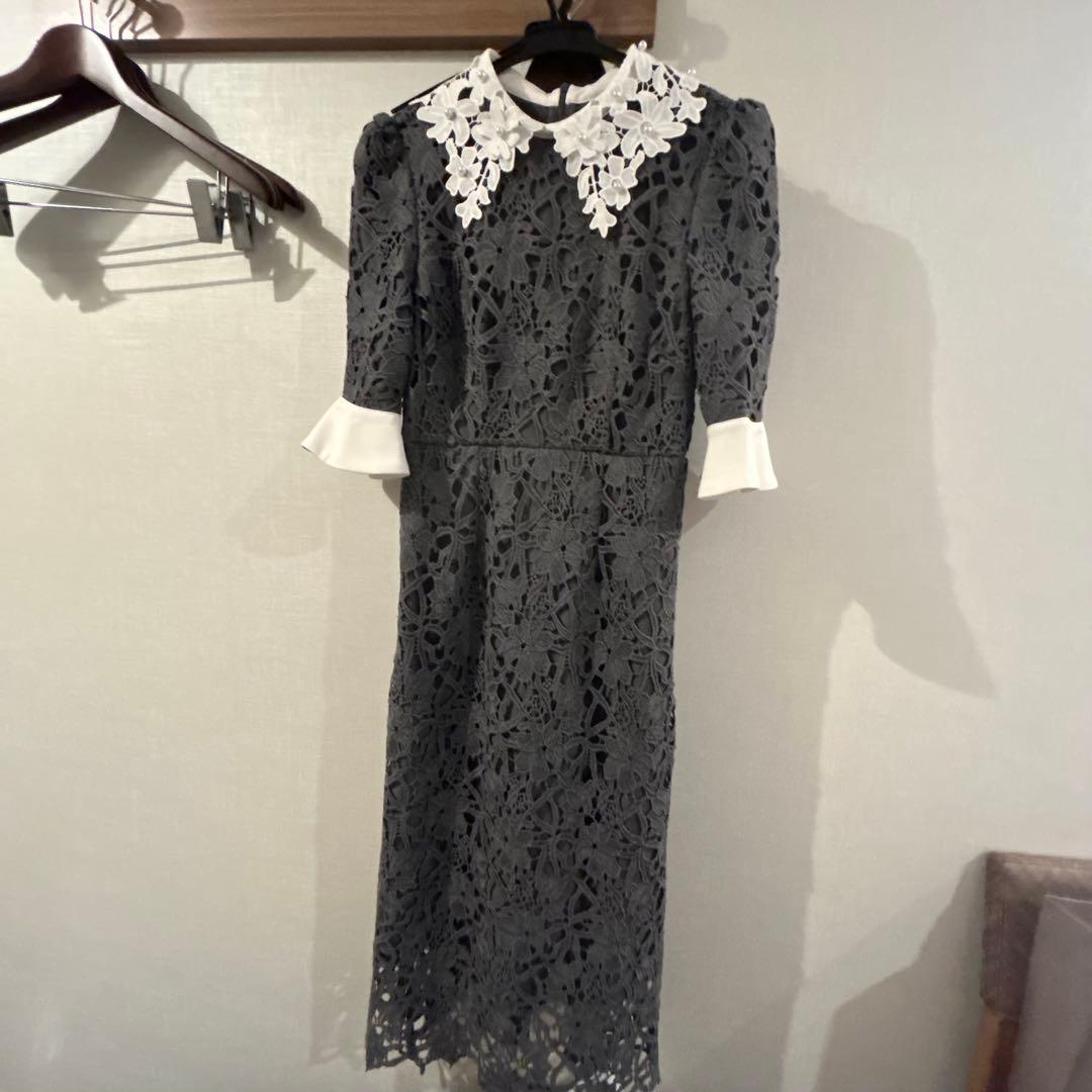 【Sサイズ】Leja 花柄レースカラースパンコールAラインワンピース