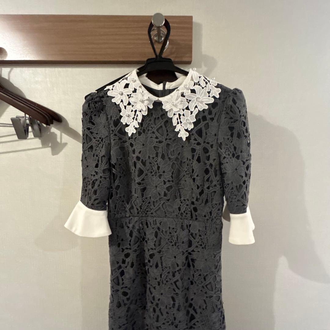 【Sサイズ】Leja 花柄レースカラースパンコールAラインワンピース