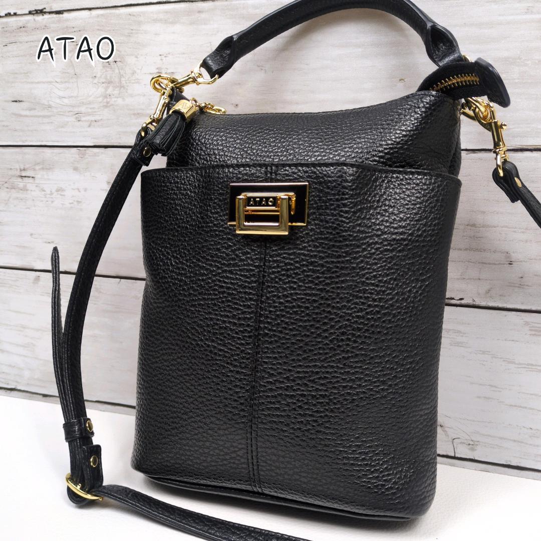美品 ATAO アタオ ホリデー ショルダーバッグ ハンド ブラック 2way