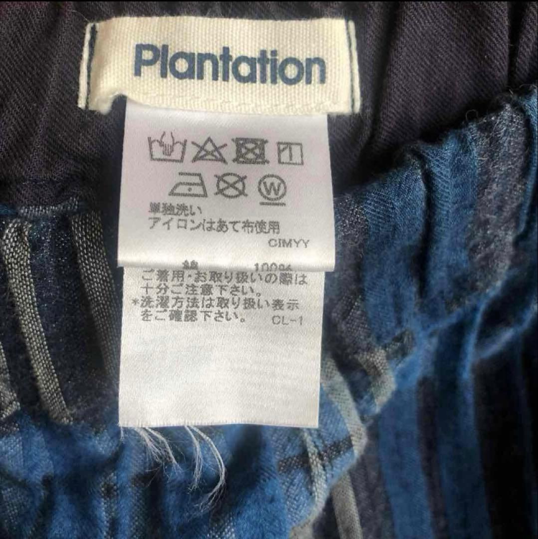 最終値下げ　plantation　waveチェック　ワイドパンツ