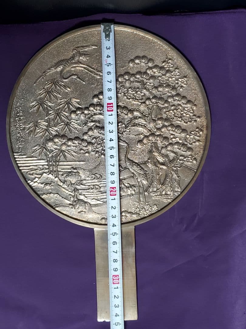 星梅鉢紋箱入り銅鏡 骨董品