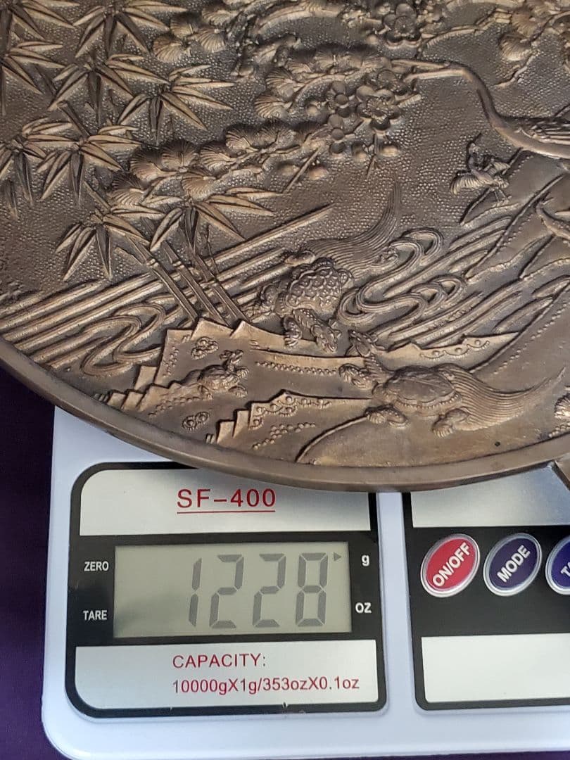 星梅鉢紋箱入り銅鏡 骨董品