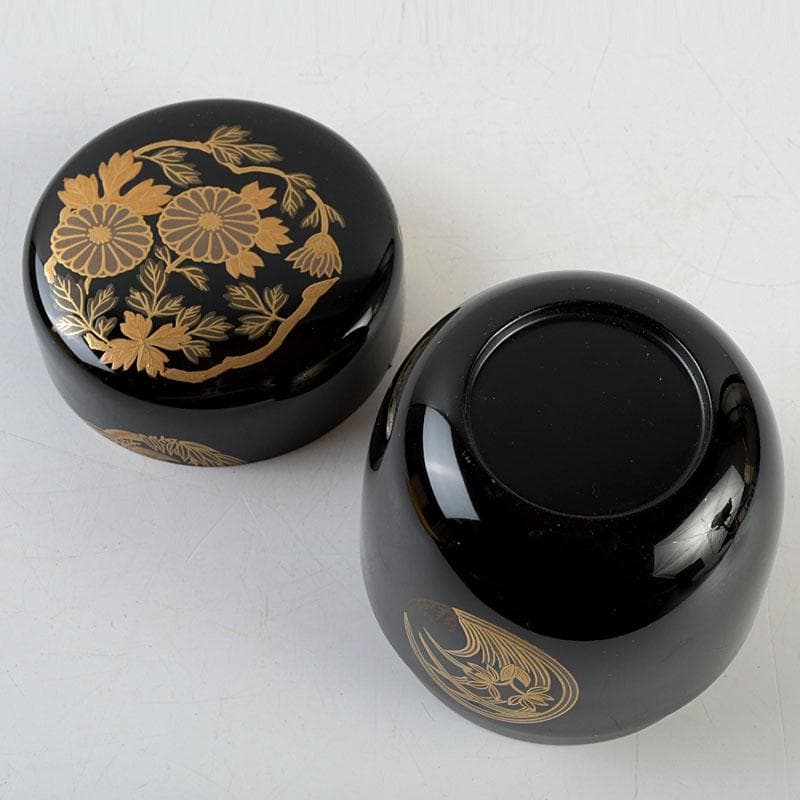 茶道具　宗祥作　四君子蒔絵　中棗　共箱　V　9325