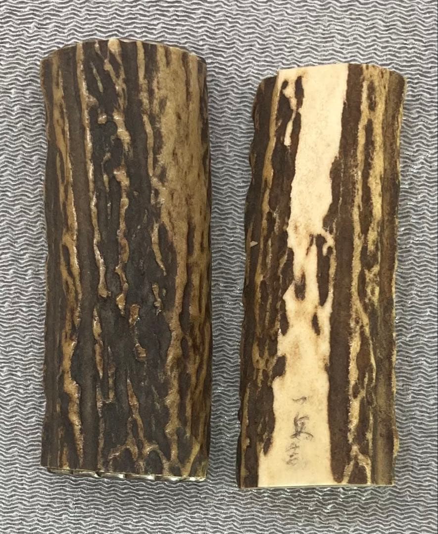 B439s「春日大社鹿角香合」木遊軒一丘造一司作　共袋(一丘)共箱(一丘一司銘)