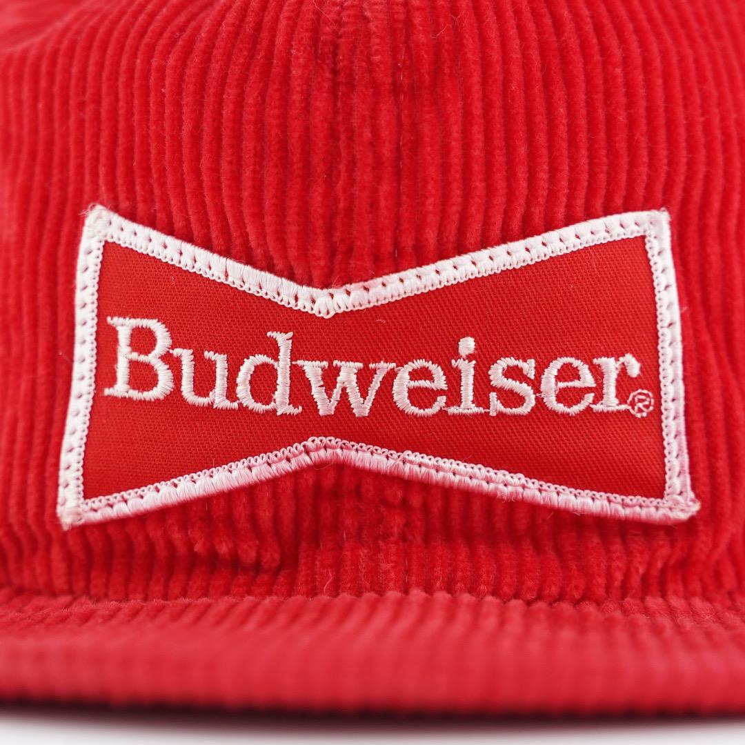 バドワイザー 帽子 キャップ コーデュロイ 90s USA 企業 赤 18407