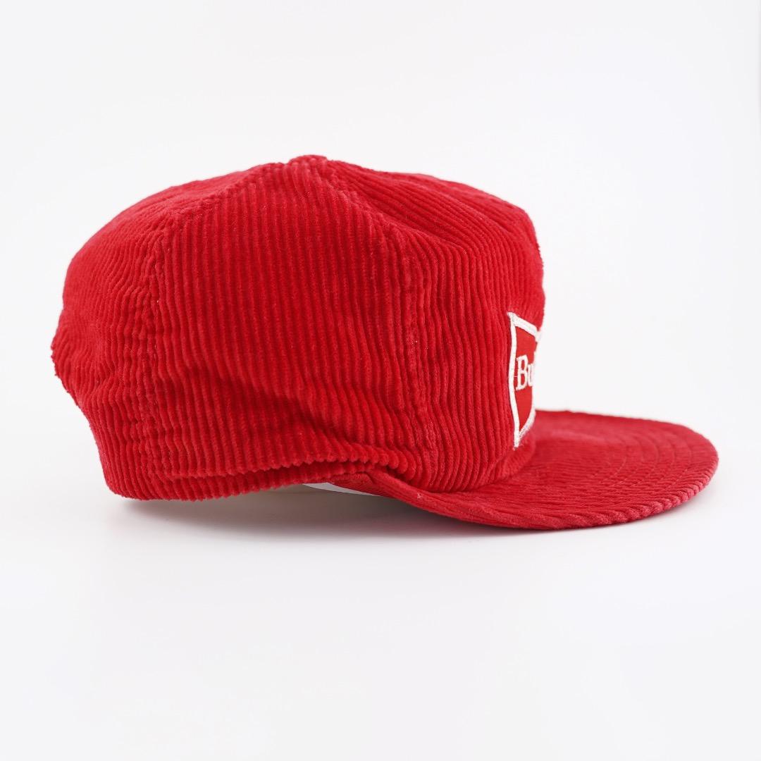 バドワイザー 帽子 キャップ コーデュロイ 90s USA 企業 赤 18407