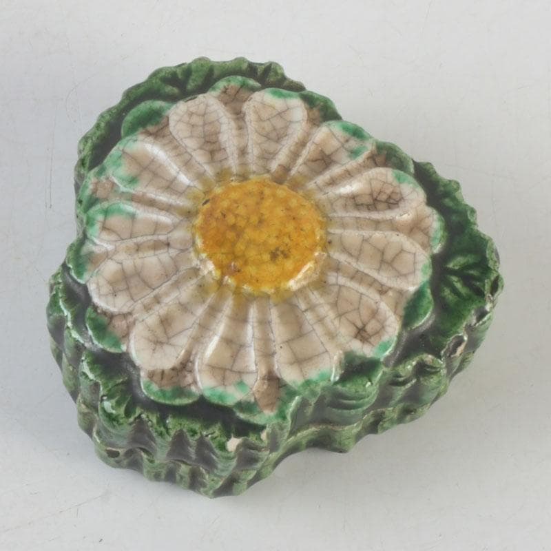 茶道具　交趾焼　六兵衛　菊花　香合　時代箱　V　9682