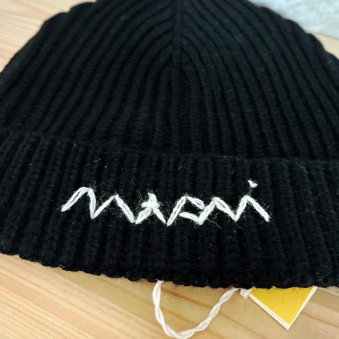 【新品未使用】MARNI 刺繍ロゴ リブ ニット帽 ニットキャップ 大人もOK★