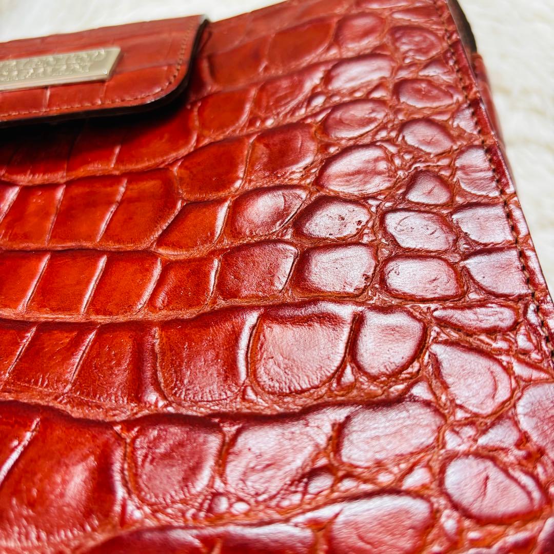 ガラバーニ　クロコダイル　ハンドバッグ　silverプレート　ブラウン　本革