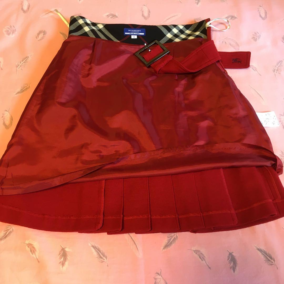 BURBERRY ブルーレーベル 赤 プリーツスカート 38