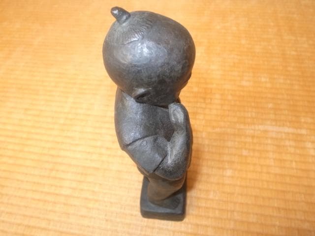 希少 美品 昭和31年作◆彫刻家 宮本隆 彫刻家『童子』ブロンズ \"隆\"落款