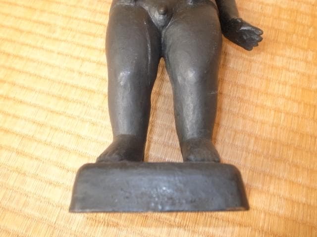 希少 美品 昭和31年作◆彫刻家 宮本隆 彫刻家『童子』ブロンズ \"隆\"落款