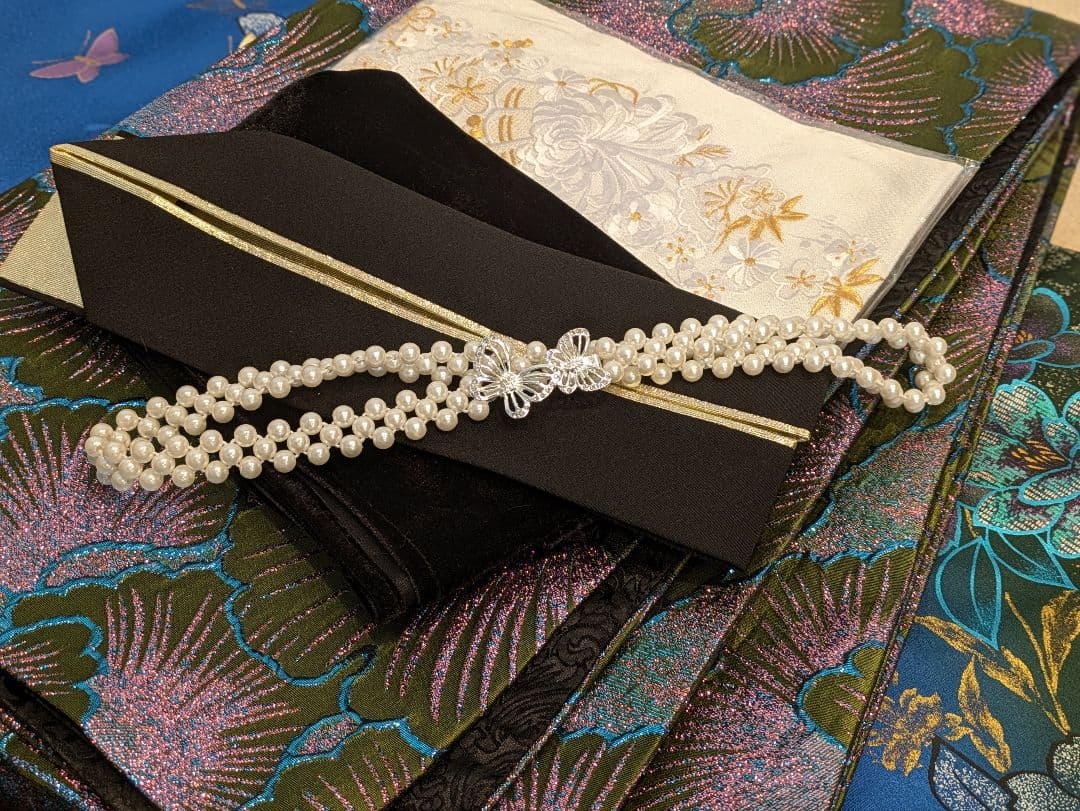 振袖フルセット 身丈168裄68 豪華振袖 金銀彩 青 黒 正絹 逸品 成人式