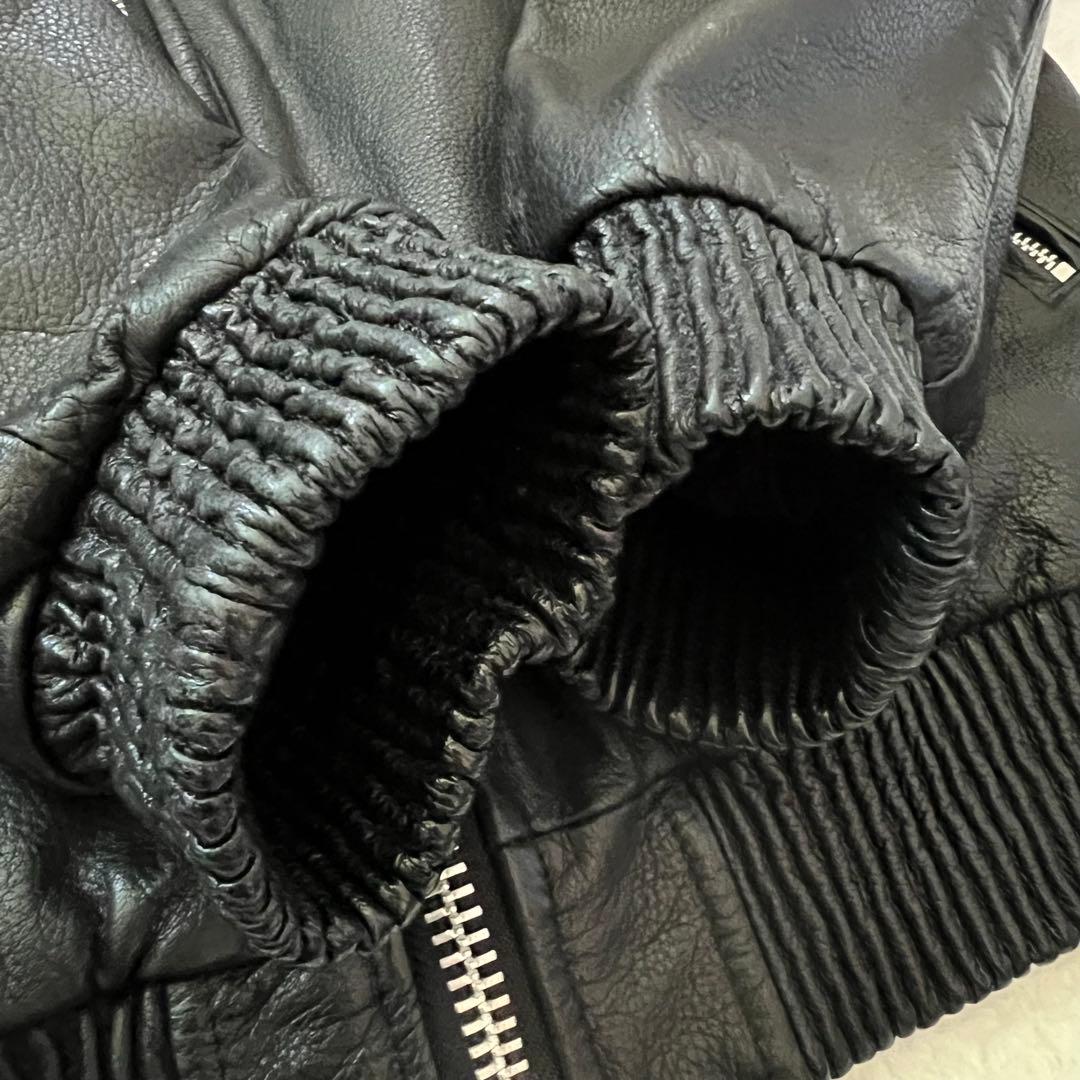 AVIREX ラムレザー トラックジャケット シングルライダース