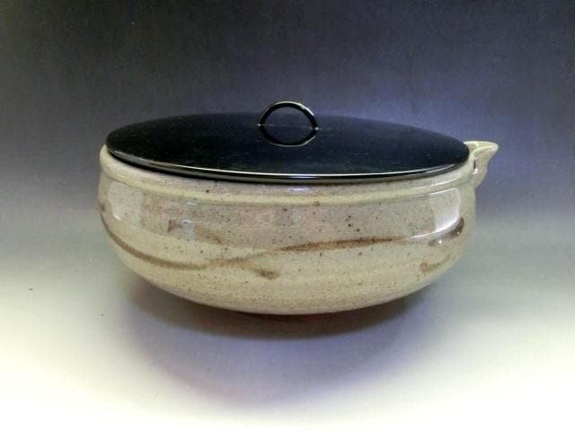 鉢■絵唐津 深鉢【帆柱窯 中嶋紀文】漆器蓋 片口水指 菓子器 菓子鉢 時代物■