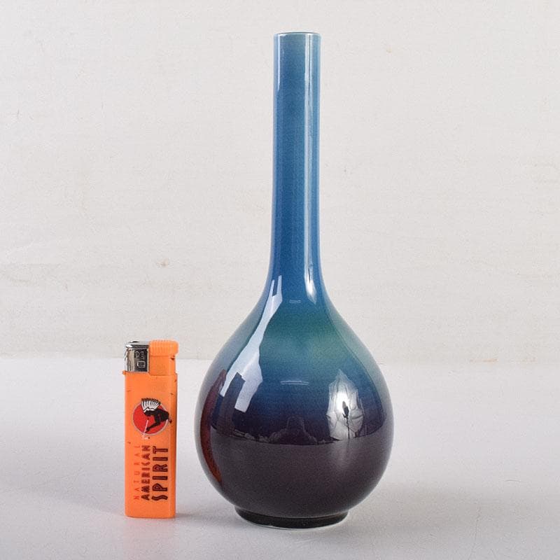 九谷焼 柳雨軒　三代八十吉　徳田正彦作　彩釉　花入　共箱　M　6917